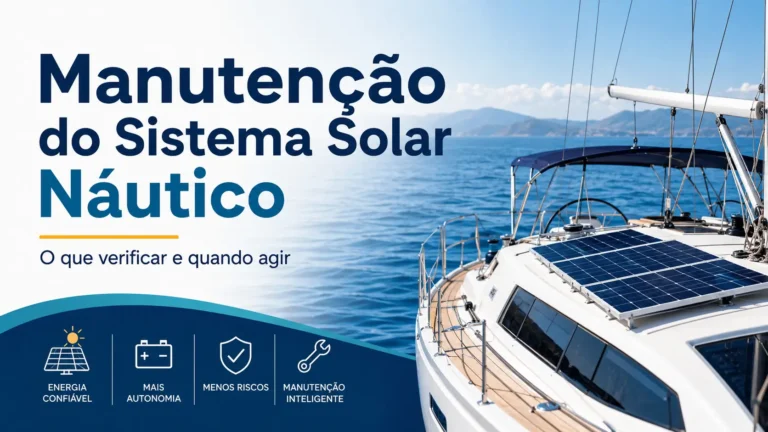 Manutenção do sistema solar náutico em veleiro com painéis solares instalados